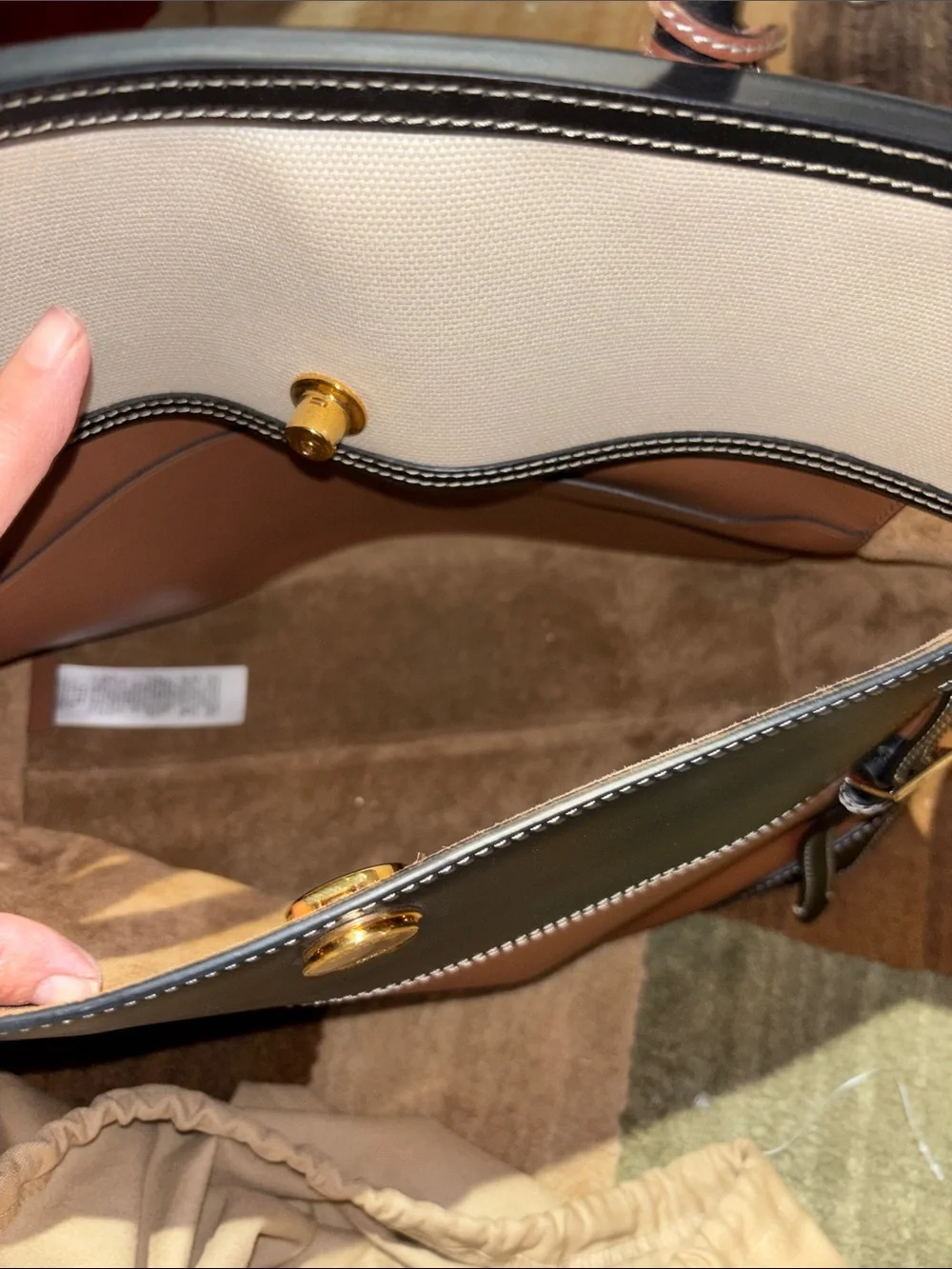 Burberry Leather Tote Bag in Brown, Black and Cream